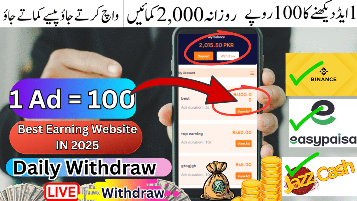 Real Online Earning Website 1 AD 100 🤑Withdraw Easypaisa Jazzcash